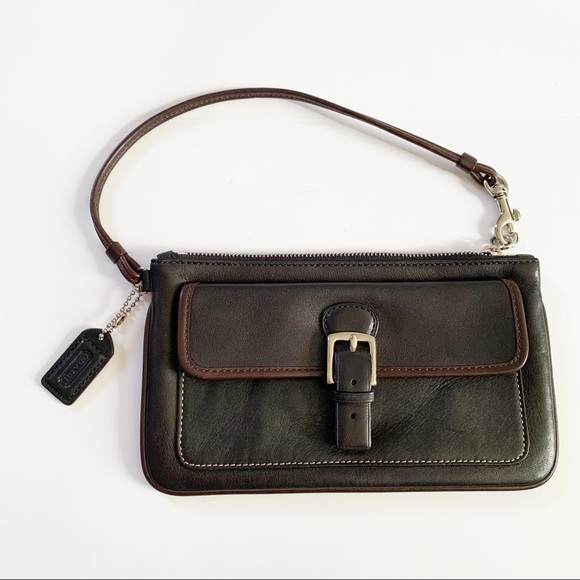 Coach Handbags - Coach Black and Brown Leather Wristlet